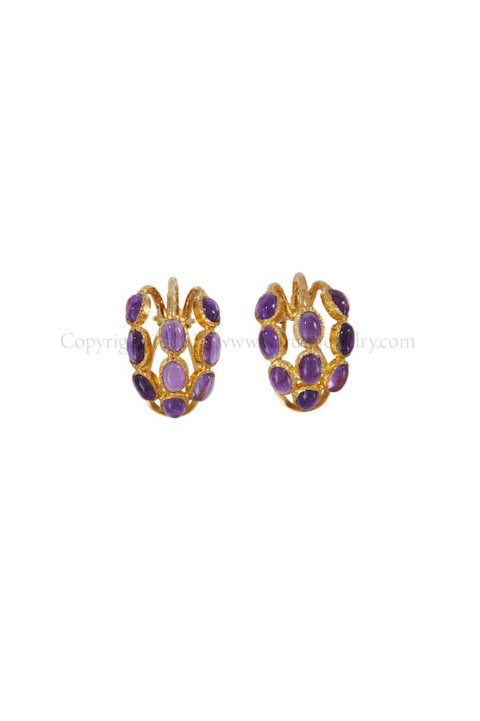 Amethyst Cabochon Earrings by Warutti