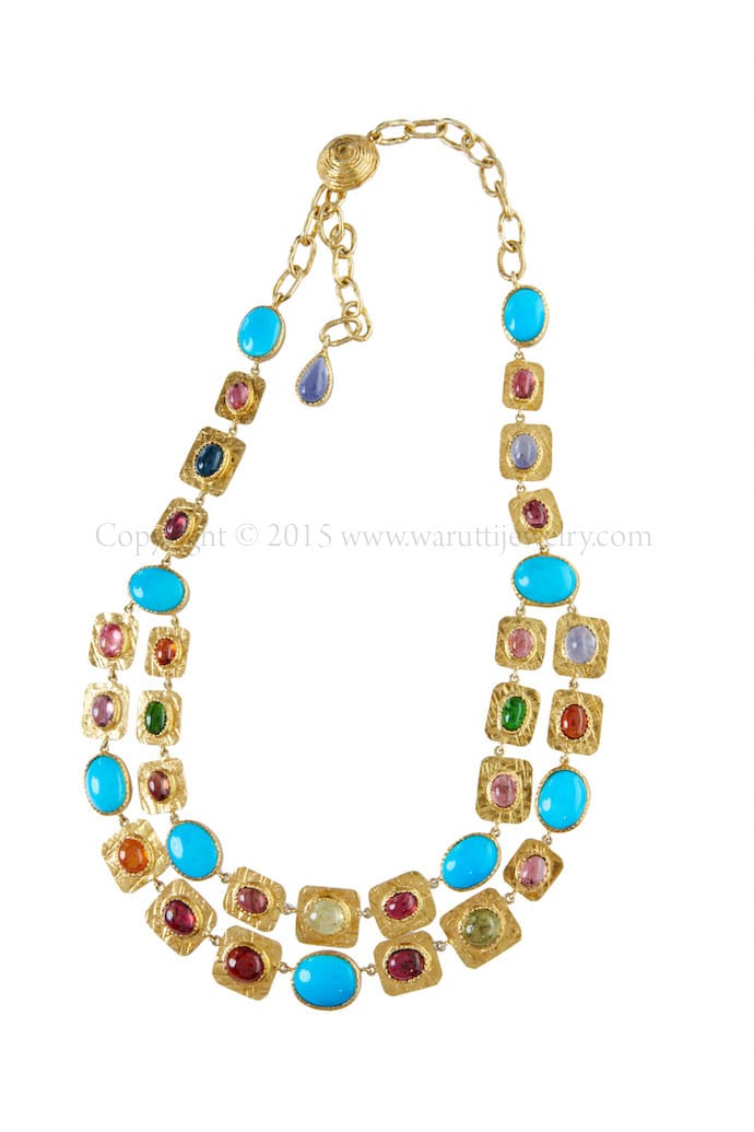Iranian Turquoise and Fancy Tourmaline Necklace by Warutti
